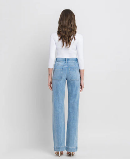 90's Vintage Super High Rise Flare Jeans - Bang On Blue
