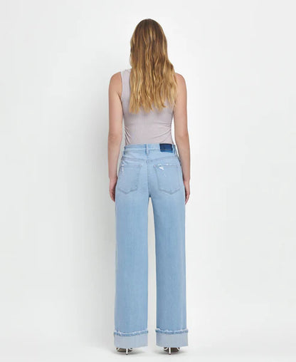 Super High Rise Cuffed Baggy Wide Jeans - Intrepid