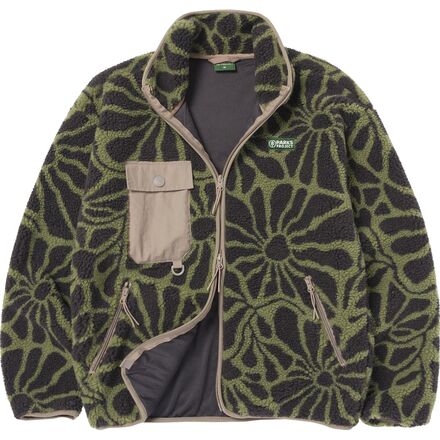 Wildflowers Full Zip High Pile Fleece - Fern