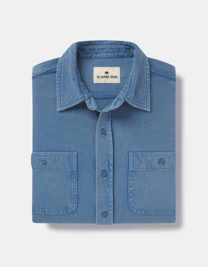 Lennox Jersey Button Up - Slate Blue