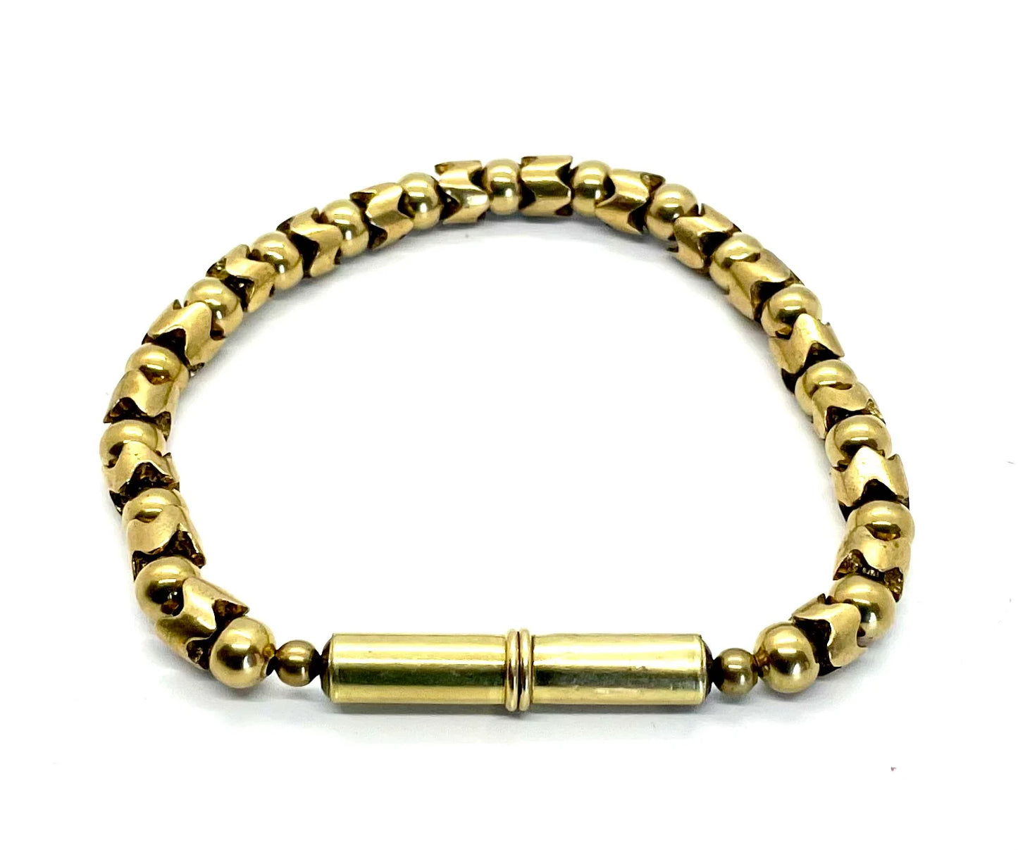 Flint Beaded Single Bracelet - Single-Wrap - Brass Snake