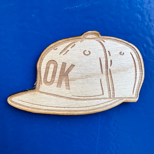 OK Hat Laser Cut Wood Magnet