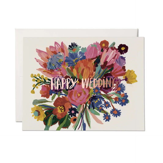 Happy Wedding Flowers Greeting Card