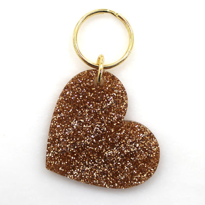 Gold Glitter Key - Heart