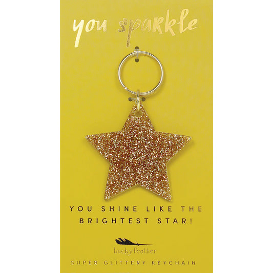 Gold Glitter Key - Star