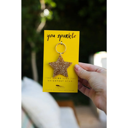 Gold Glitter Key - Star