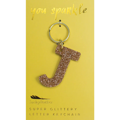 Glitter Keychain - Letter J