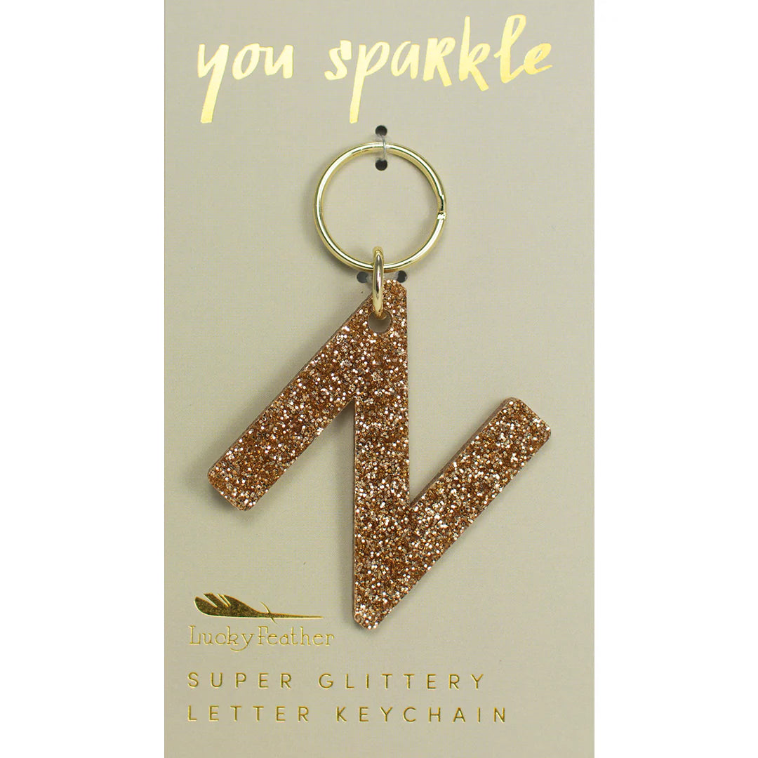 Secret N Keychain Glitter Keychain - Letter N – Blue Seven