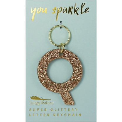 Glitter Keychain - Letter Q