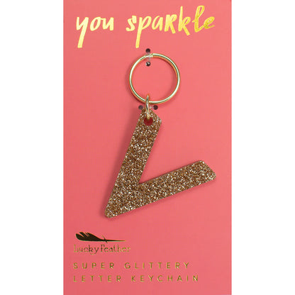 Glitter Keychain - Letter V