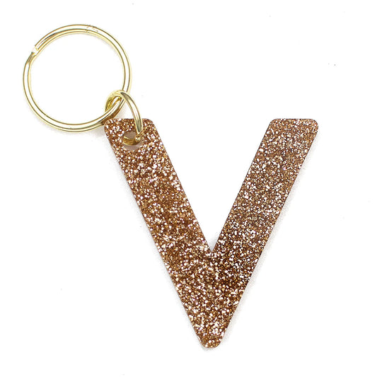 Glitter Keychain - Letter V