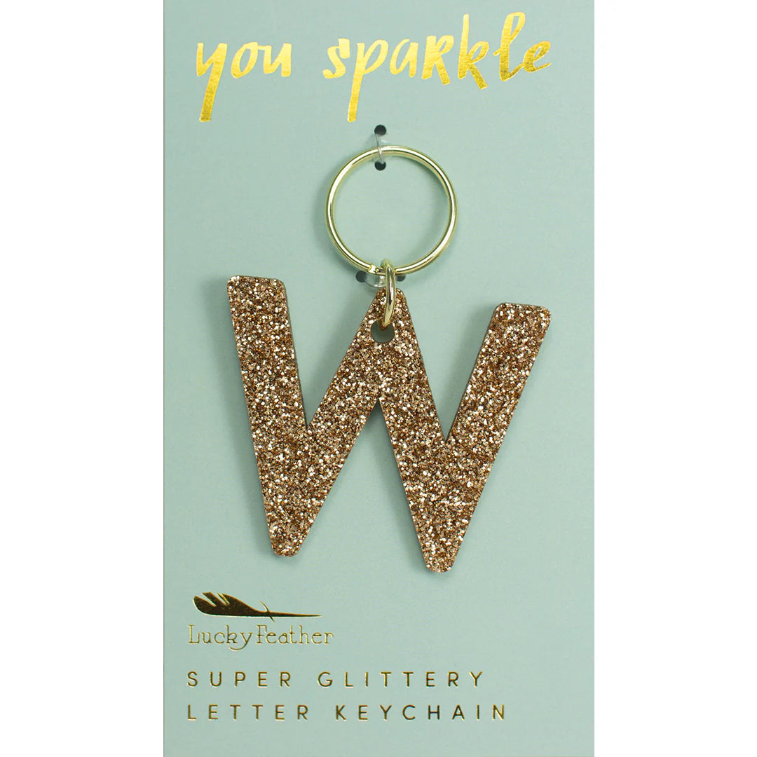 Glitter Keychain - Letter W