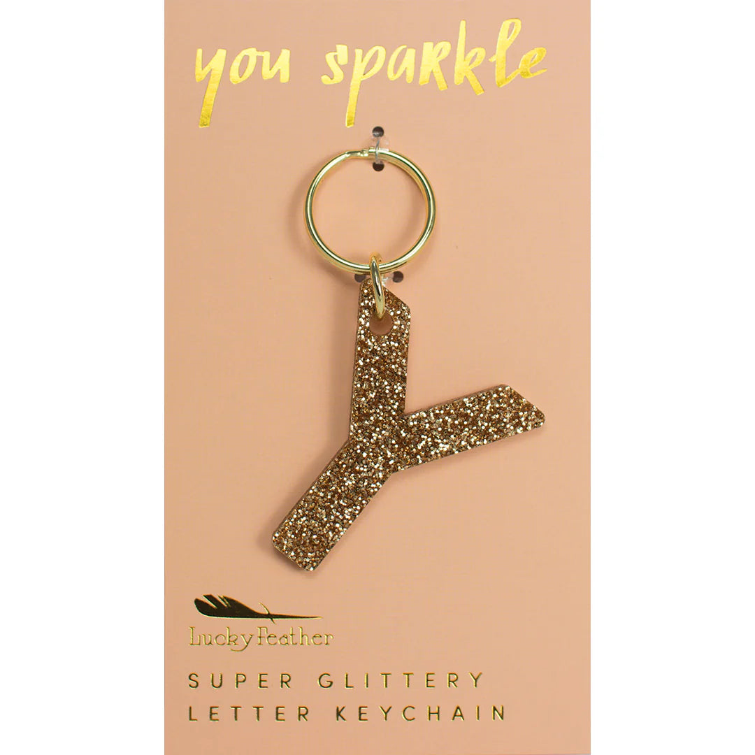 Glitter Keychain - Letter Y