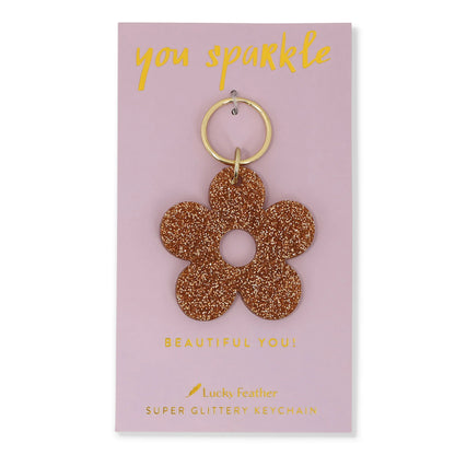 Gold Glitter Key - Flower