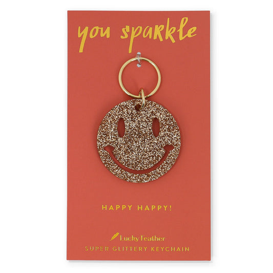 Gold Glitter Key - Smiley Face