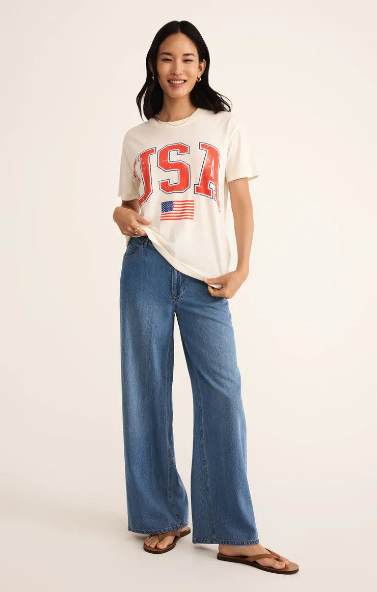 Flag Boyfriend Tee - Sea Salt