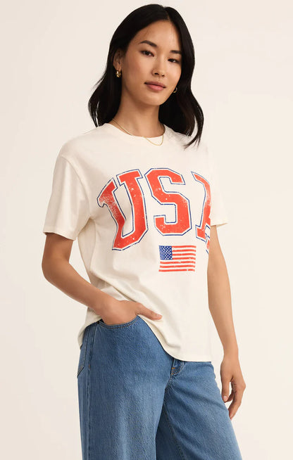 Flag Boyfriend Tee - Sea Salt