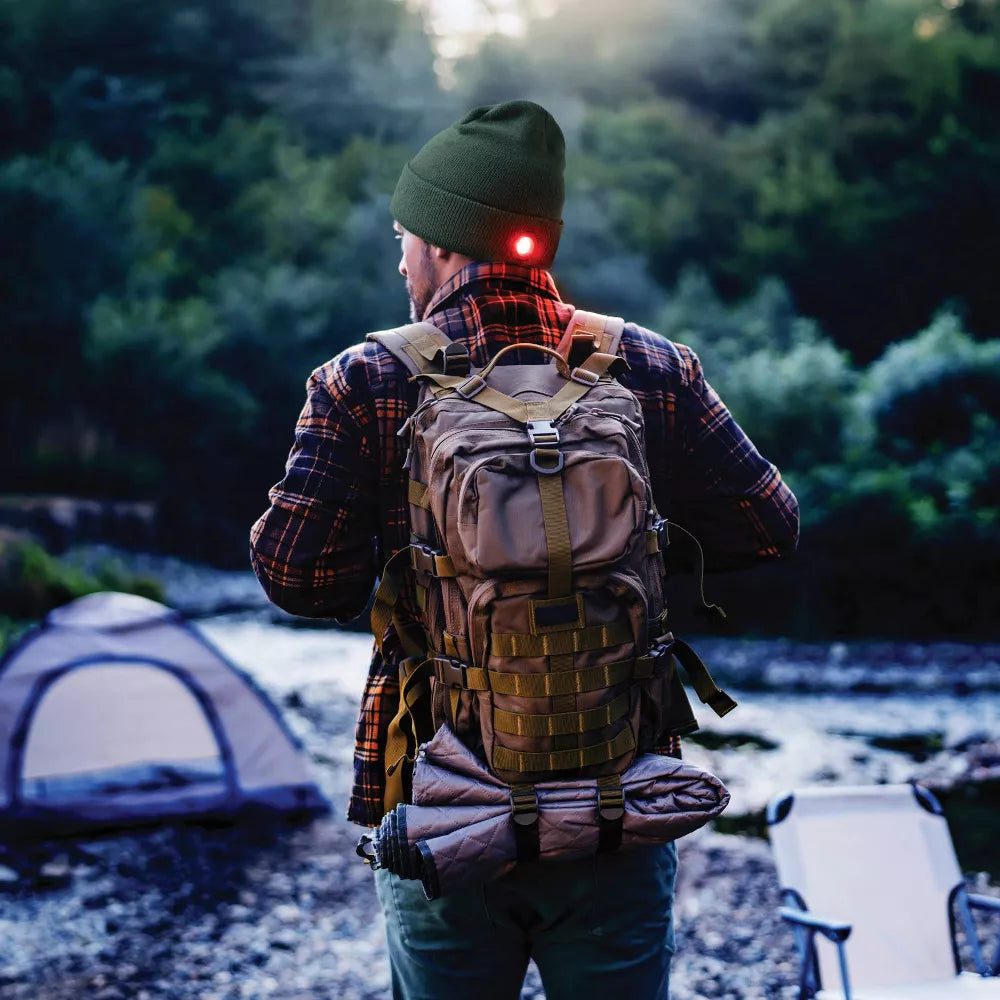 Night Scope Night Watch Rechargeable LED Beanie with Rear Safety Light - Olive