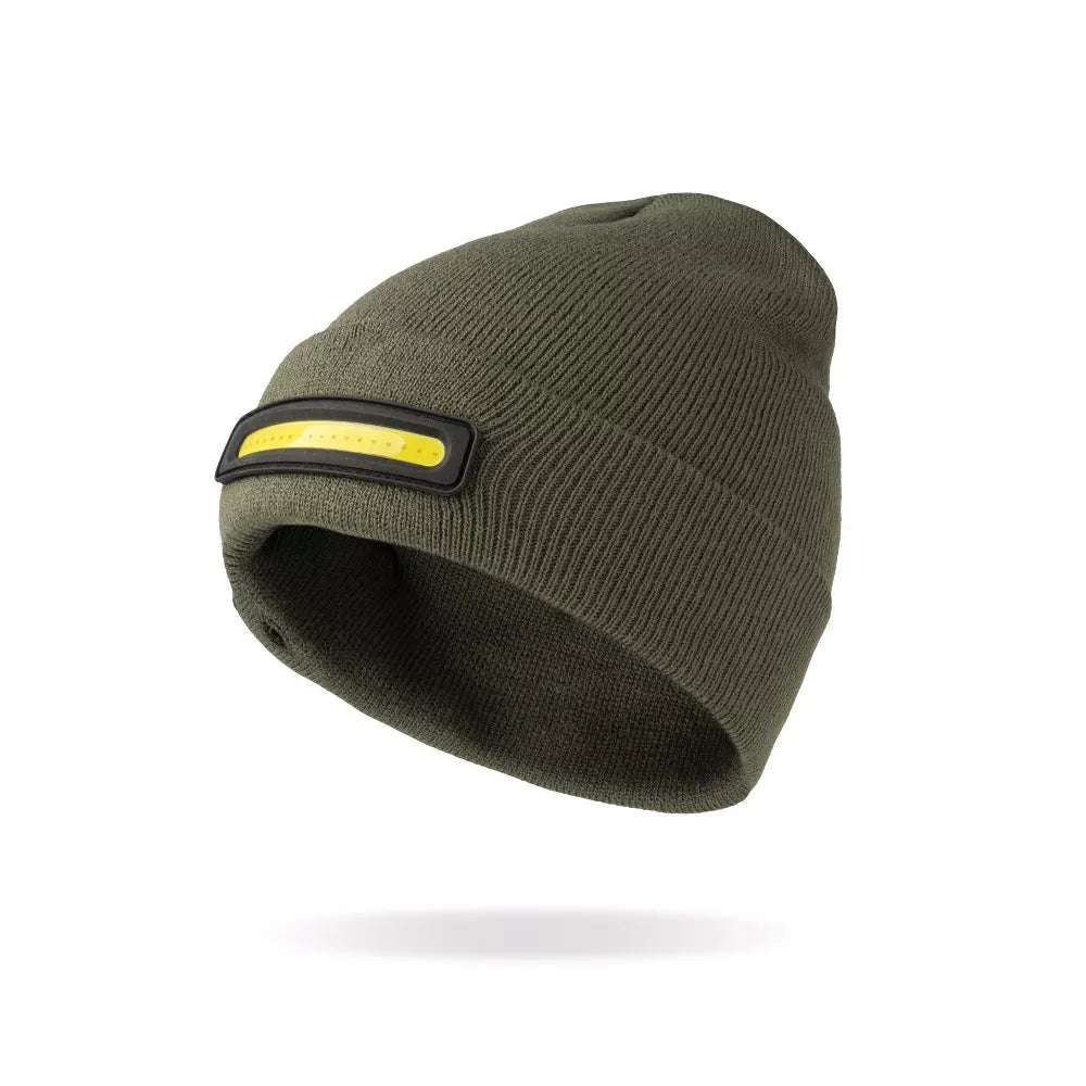 Night Scope Night Watch Rechargeable LED Beanie with Rear Safety Light - Olive