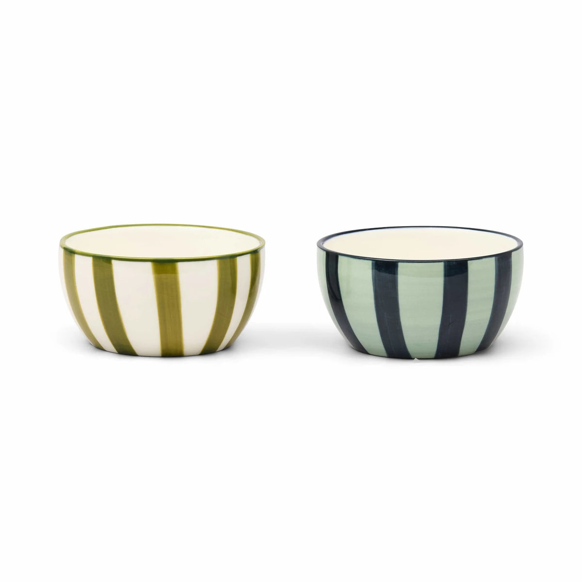 The Bella Dipping Bowls - Green + Blue Stripe