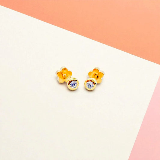 Gemstone Bezel Tiny Stud Earrings