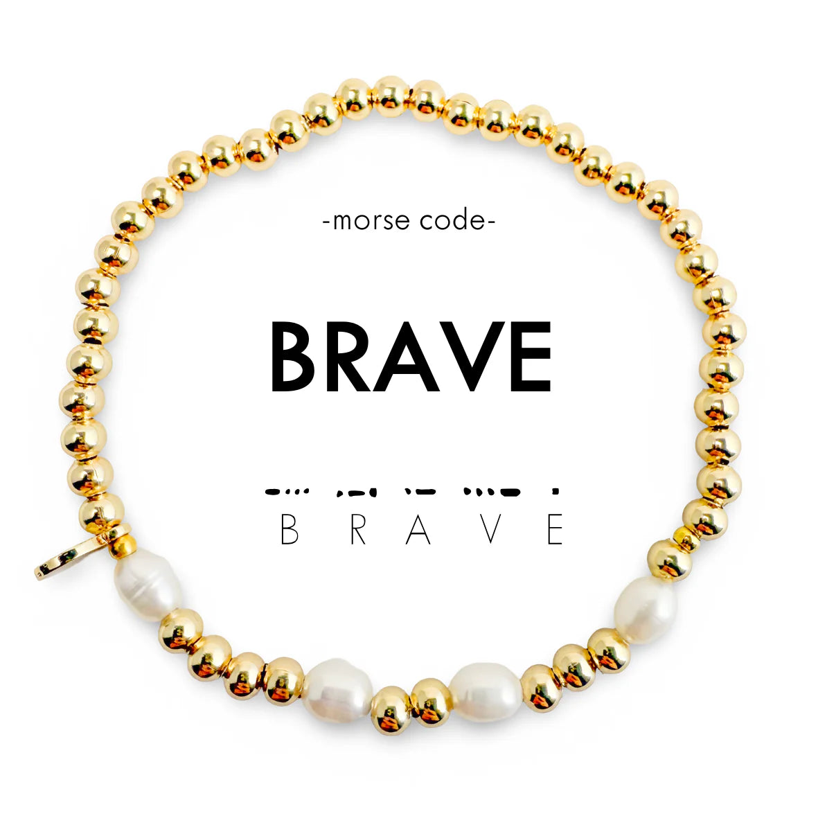 Morse Code Pearl Bracelet - Brave