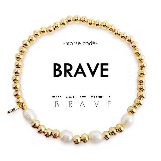 Morse Code Pearl Bracelet - Brave