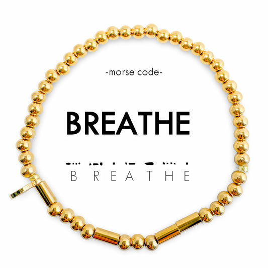 Morse Code Gold Bracelet - Breathe