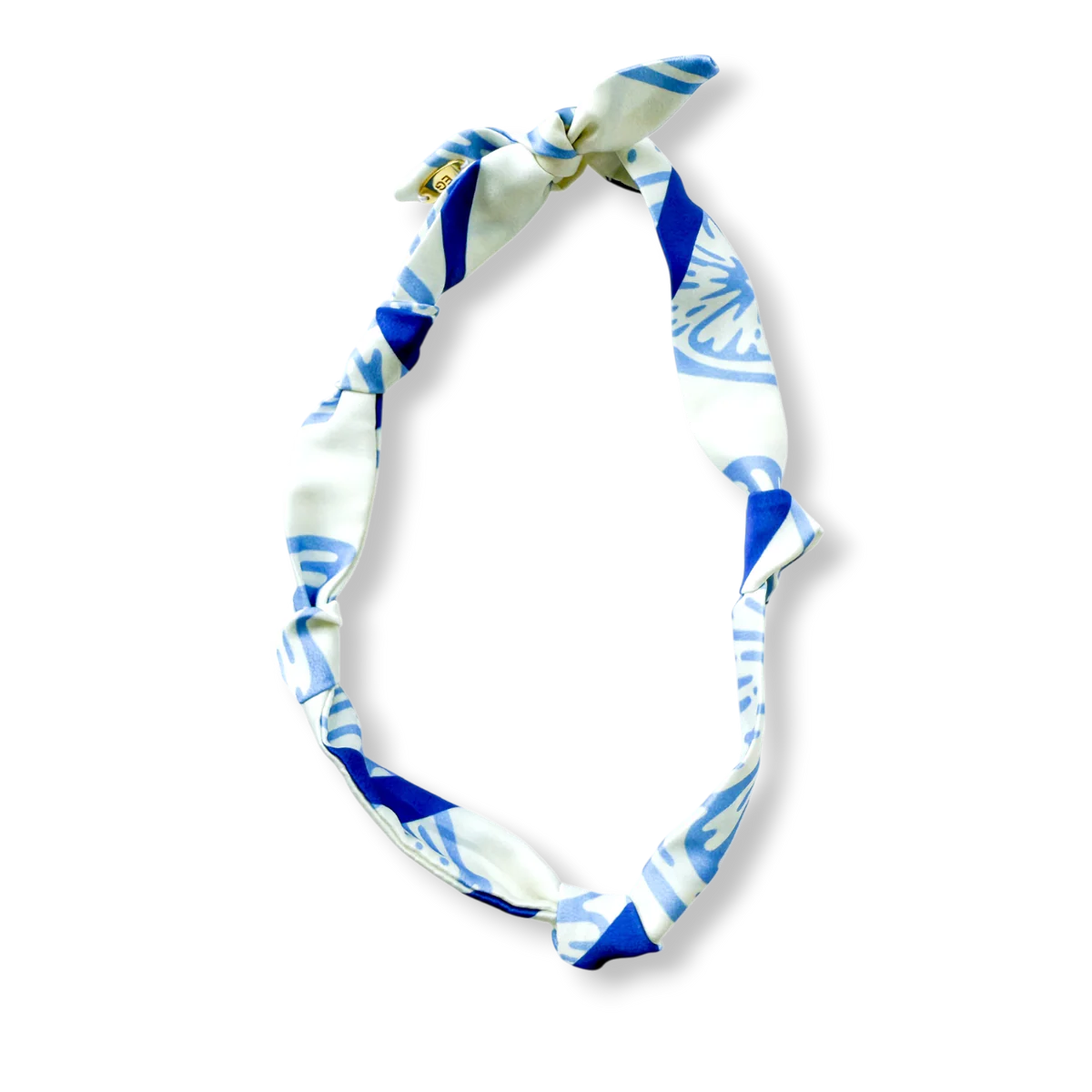 Silk Scarf Necklace - Blue Lemons