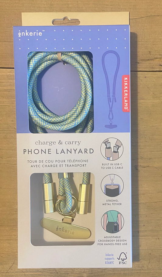 Charge & Carry Phone Lanyard - Blue