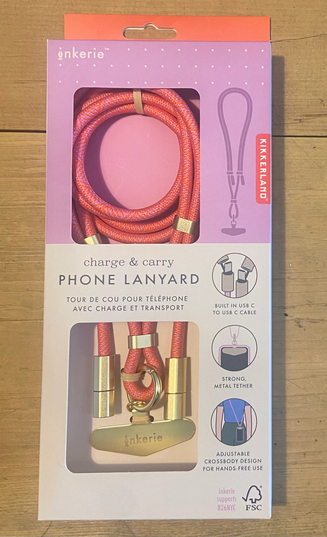 Charge & Carry Phone Lanyard - Pink
