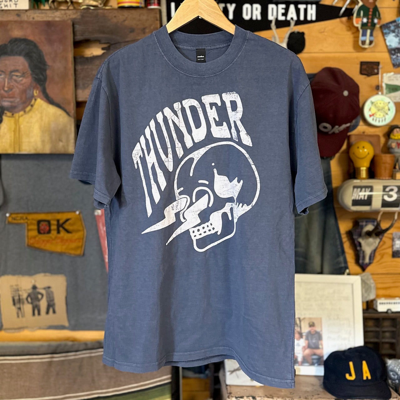 Thunder Skull Tee - Faded Indigo