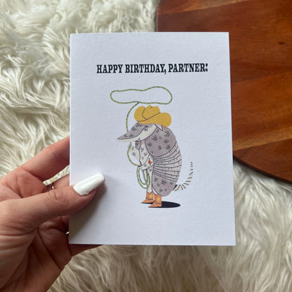"Happy Birthday, Partner" Armadillo Card