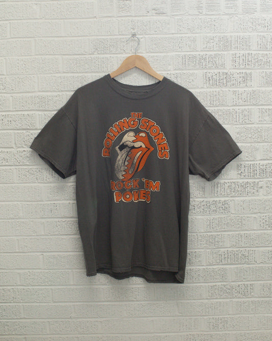 Rolling Stones Rock 'em Pokes Charcoal Thrifted Tee