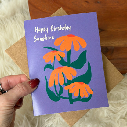 "Happy birthday sunshine" Floral Card