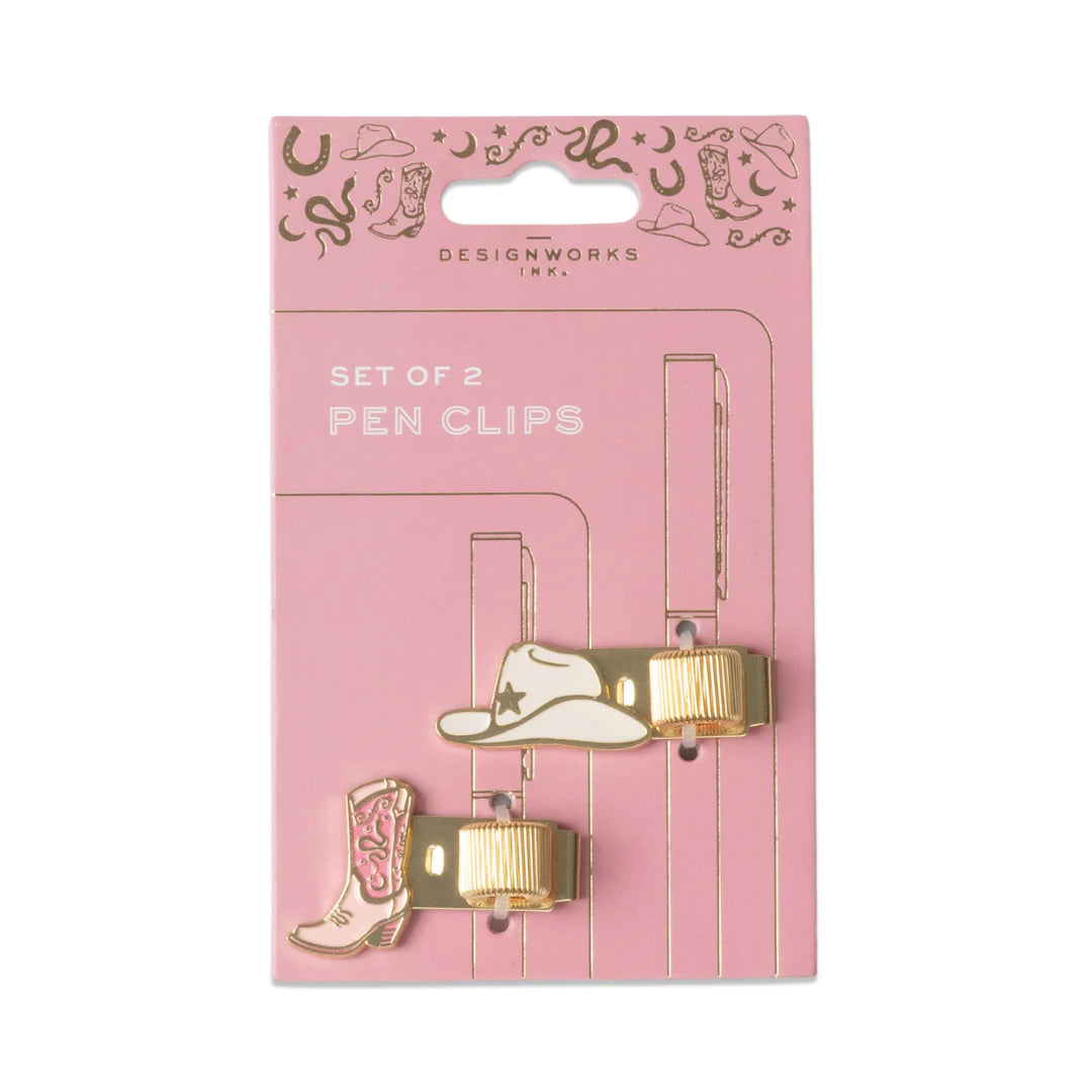 Set of 2 Pen Clips - Cowgirl Hat + Boot