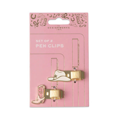 Set of 2 Pen Clips - Cowgirl Hat + Boot