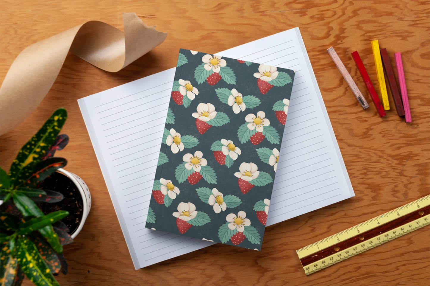 Strawberries Layflat Notebook