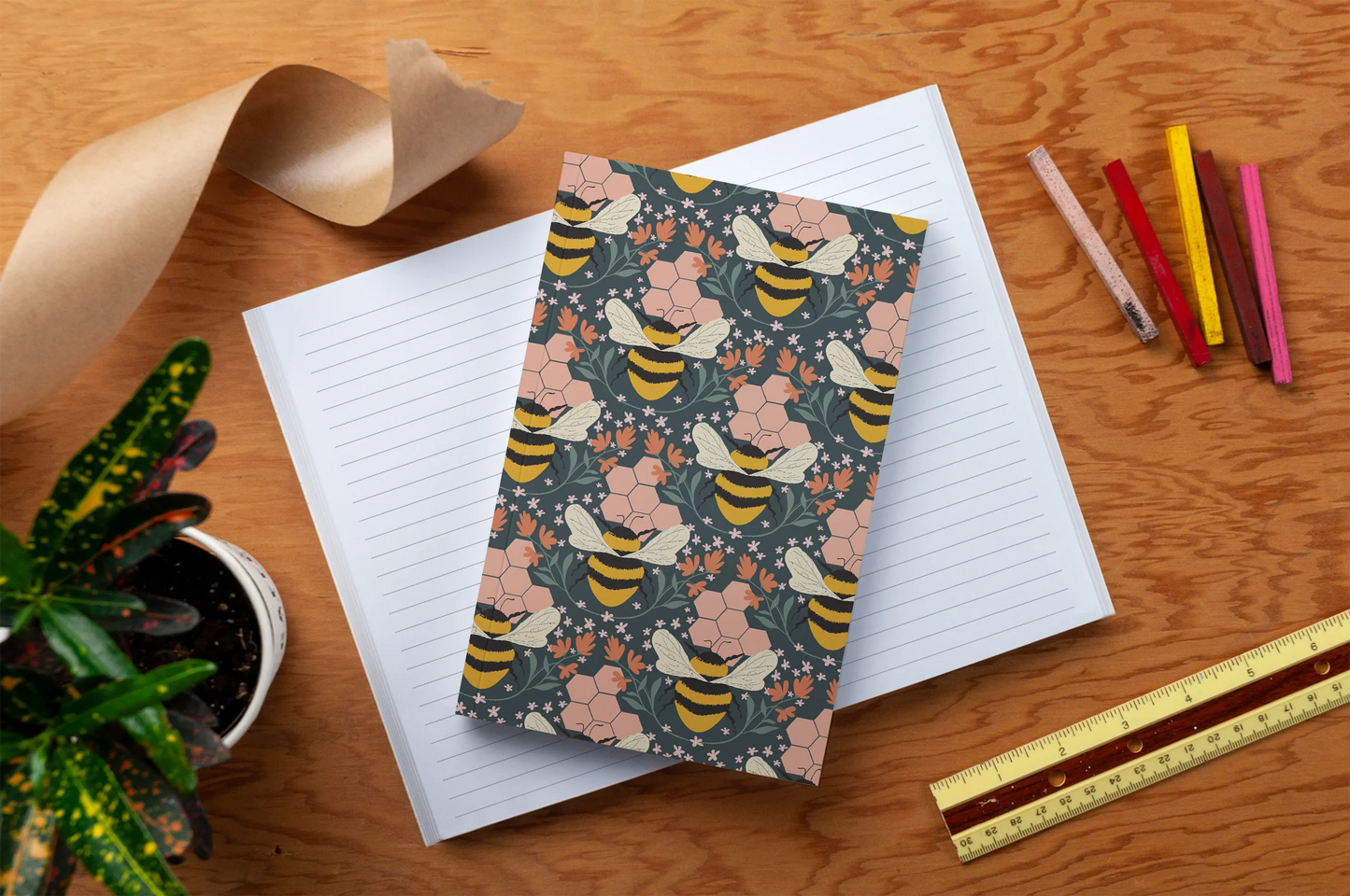 Honeycomb Bee Layflat Notebook