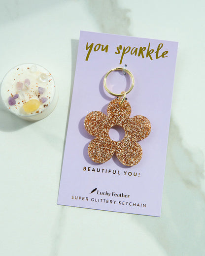 Gold Glitter Key - Flower