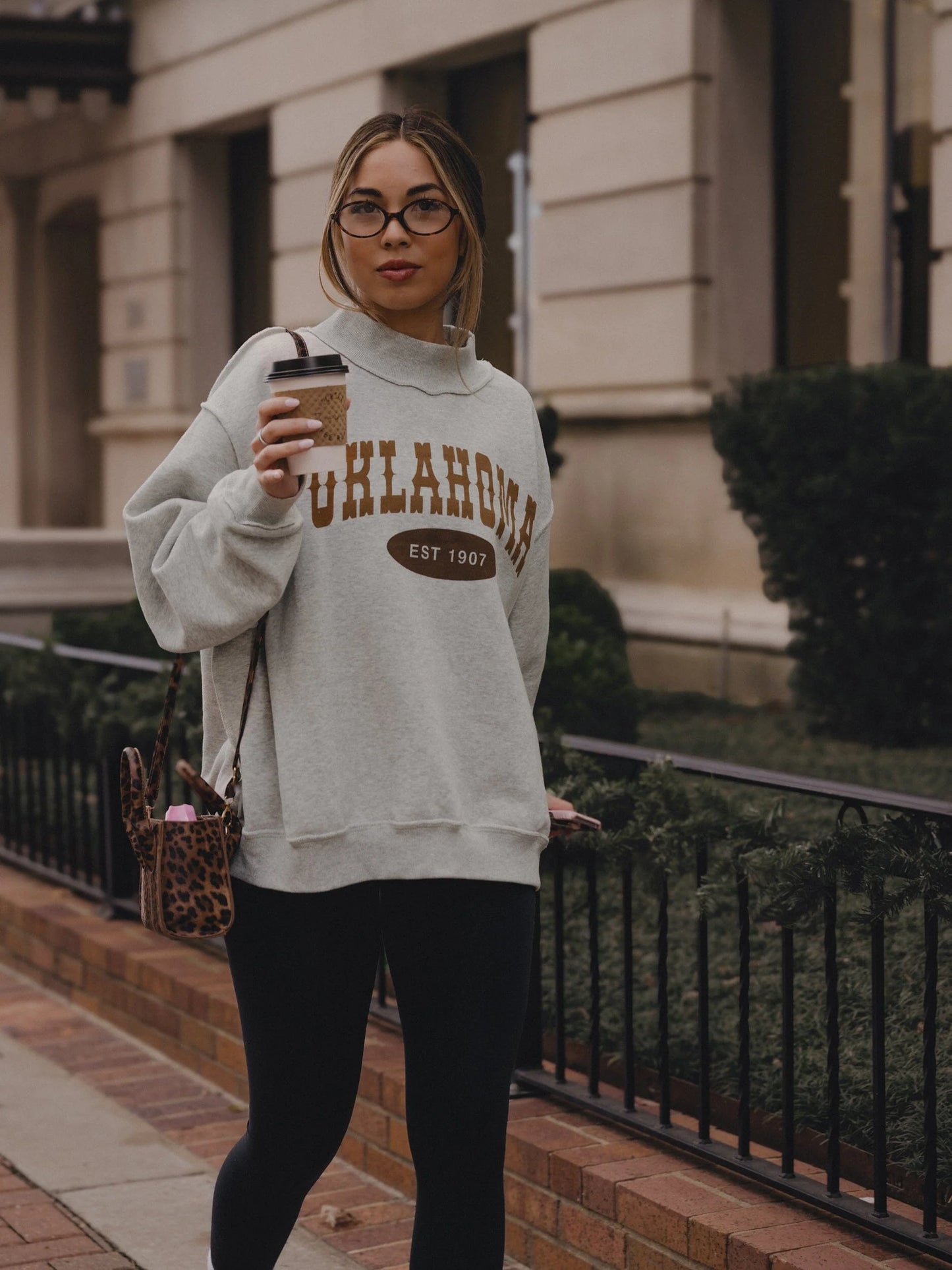 OK Western Gray Mock Neck Reversible Sweatshirt