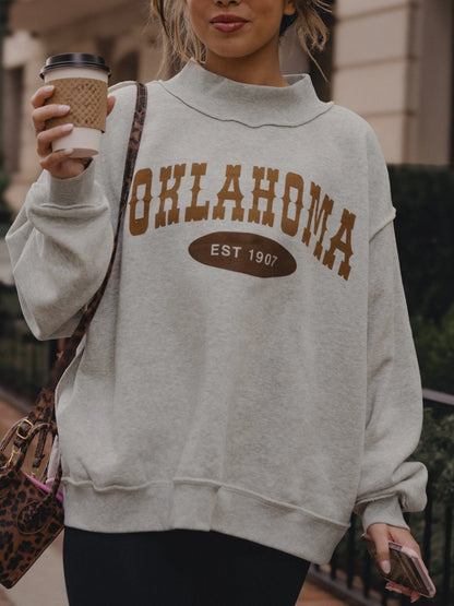 OK Western Gray Mock Neck Reversible Sweatshirt