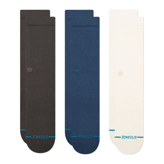 Icon 3 Pack Socks - Charcoal - LG