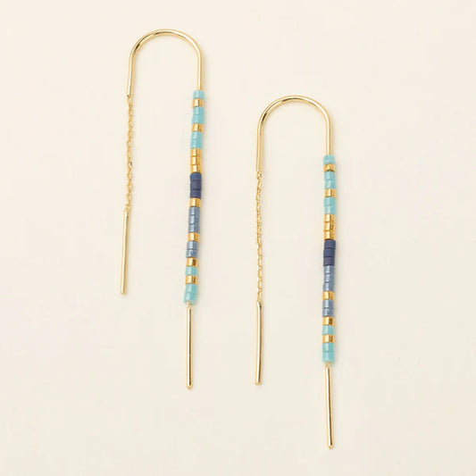 Chromacolor Miyuki Thread Earrings - Colbalt Multi/Gold