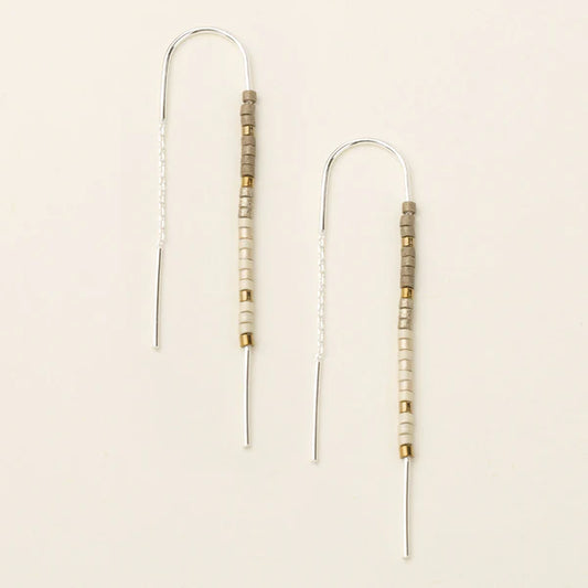 Chromacolor Miyuki Thread Earrings - Pewter Multi/Silver