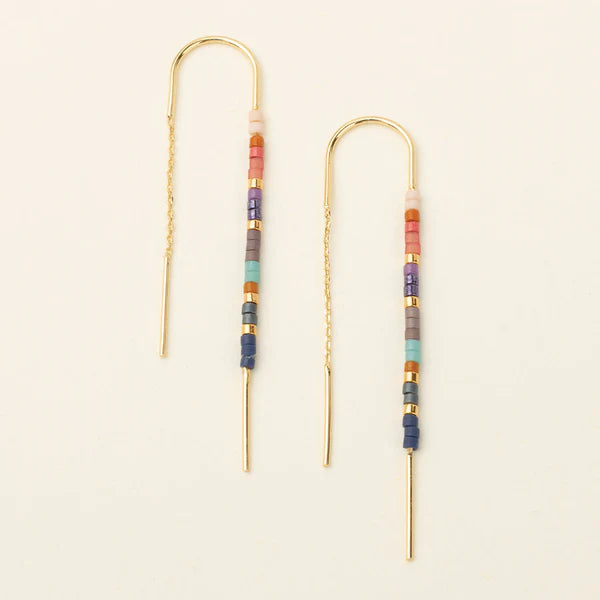 Chromacolor Miyuki Thread Earring - Dark Multi/Gold