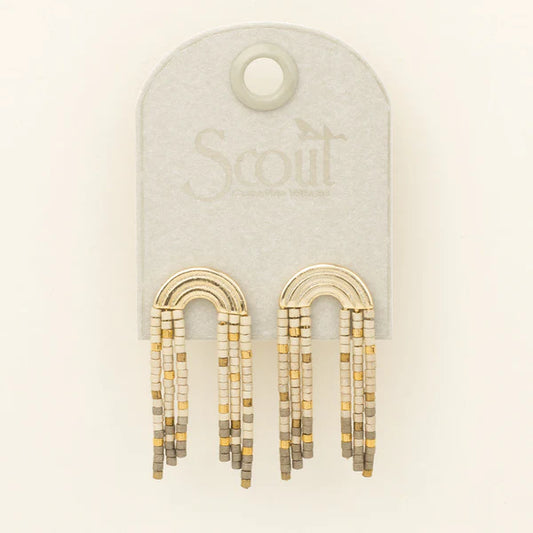 Chromacolor Miyuki Rainbow Fringe Earrings - Pewter Multi/Gold