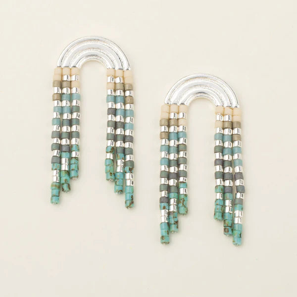 Chromacolor Miyuki Rainbow Fringe Earring - Turquoise Multi/Silver