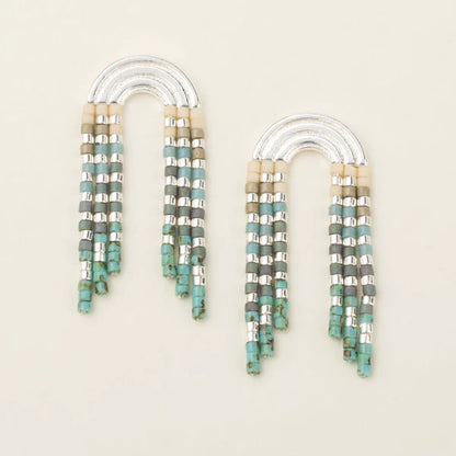 Chromacolor Miyuki Rainbow Fringe Earring - Turquoise Multi/Silver