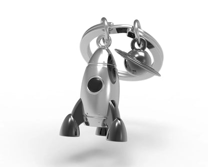Rocket & Saturn Keychain